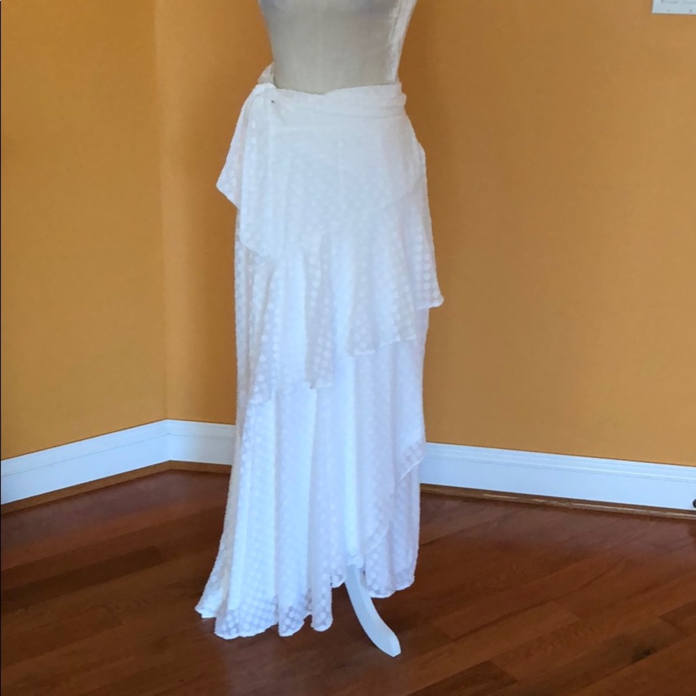 White skirt, wrap skirt, New York and Company